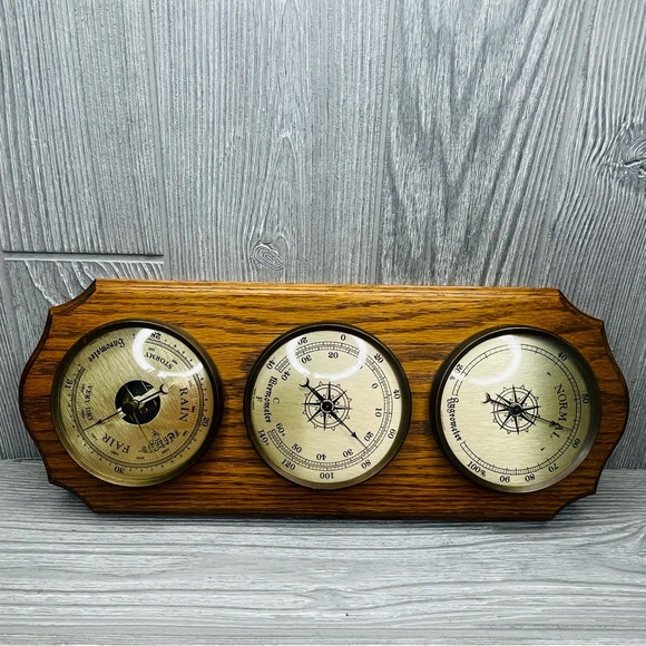 Vintage Weather station barometer thermometer hygrometer barometer wooden frame - Picture 12 of 16